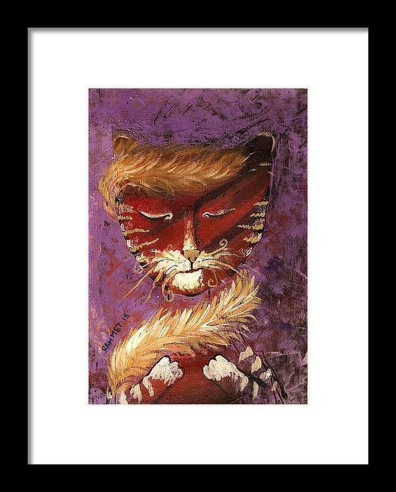 Original Impressionism Cats Painting by Rakhmet Redzhepov