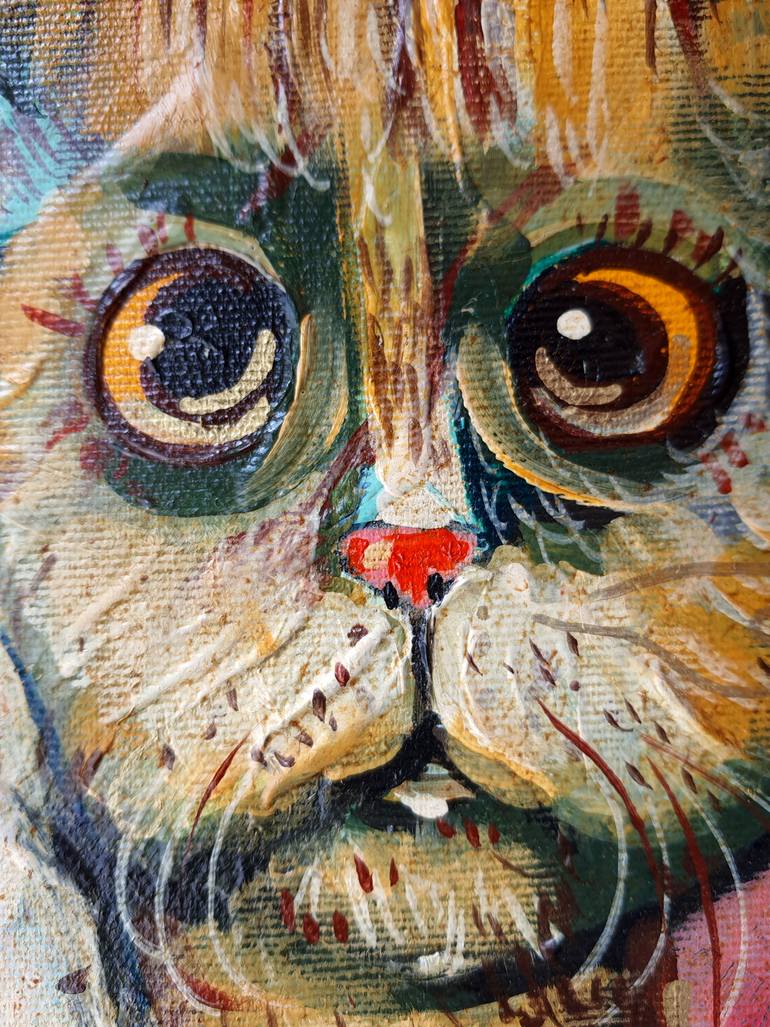 Original Expressionism Cats Painting by Rakhmet Redzhepov