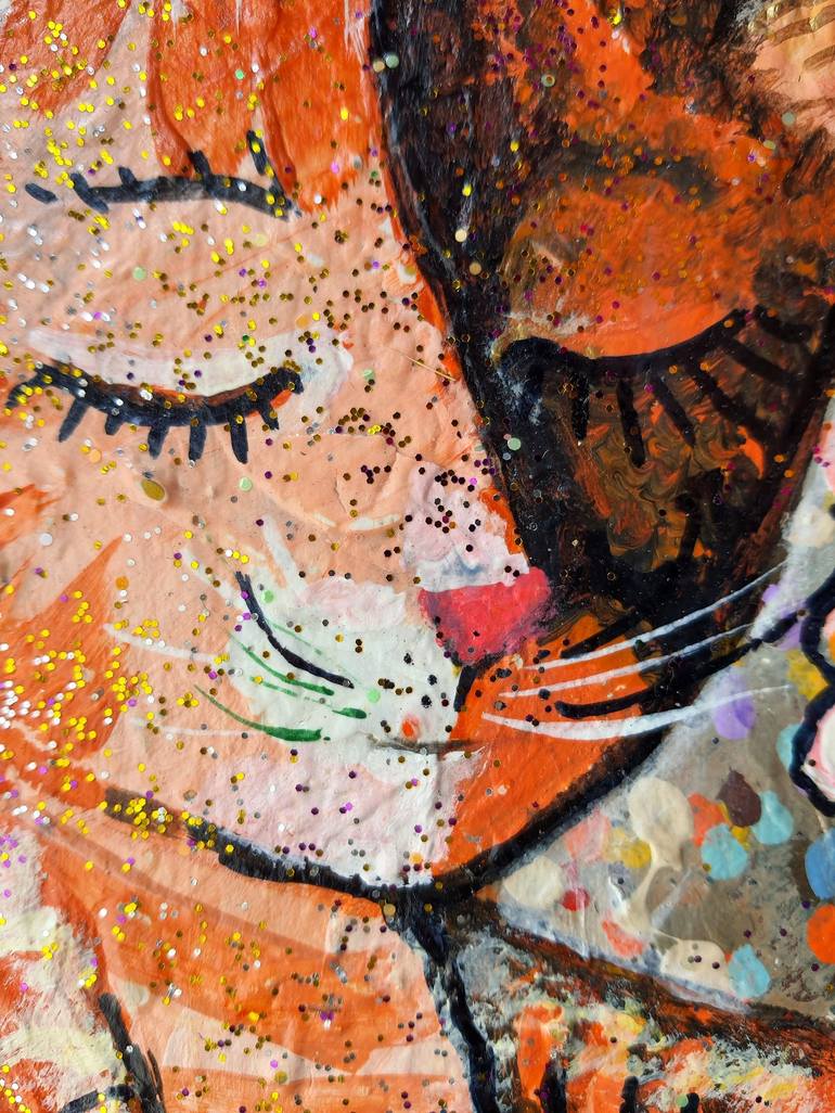 Original Expressionism Cats Painting by Rakhmet Redzhepov