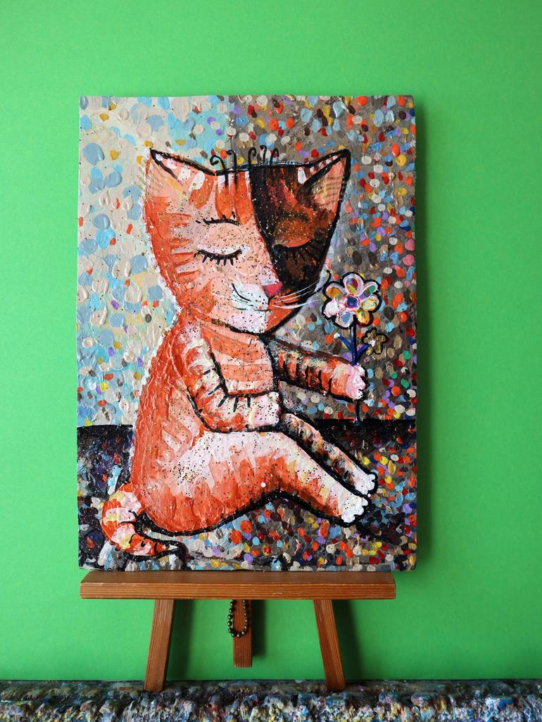 Original Cats Painting by Rakhmet Redzhepov