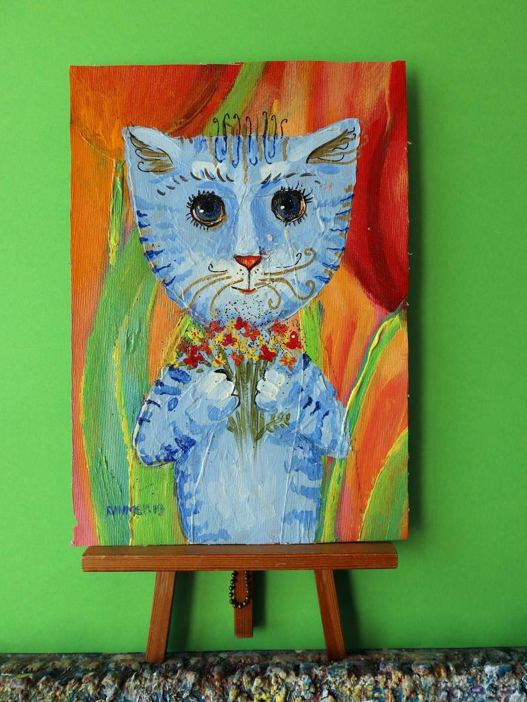 Original Cats Painting by Rakhmet Redzhepov