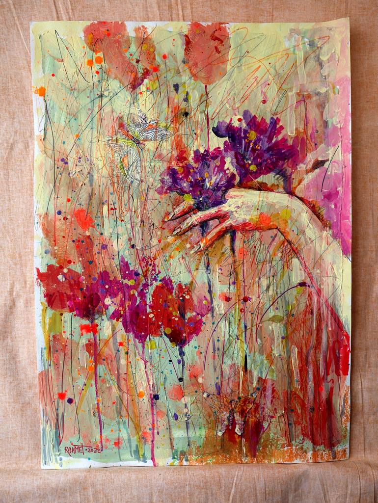 Original Expressionism Floral Painting by Rakhmet Redzhepov