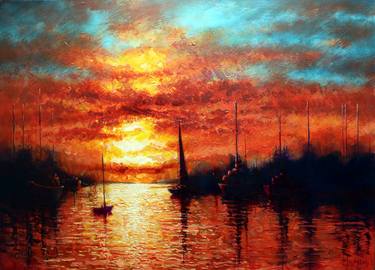 Print of Impressionism Seascape Paintings by Rakhmet Redzhepov