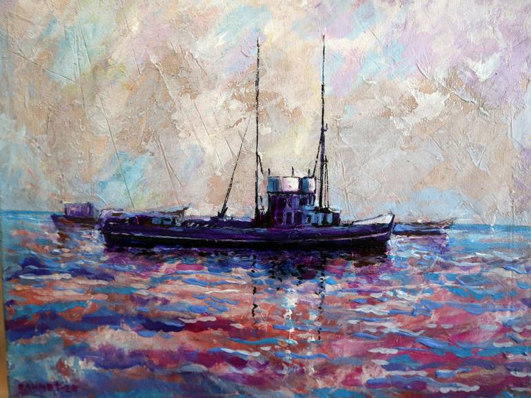 Original Impressionism Seascape Painting by Rakhmet Redzhepov