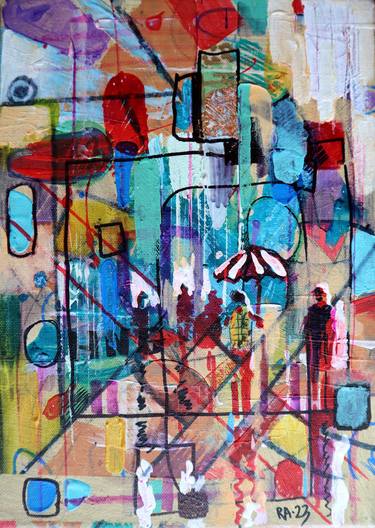 Original Abstract Expressionism Cities Paintings by Rakhmet Redzhepov