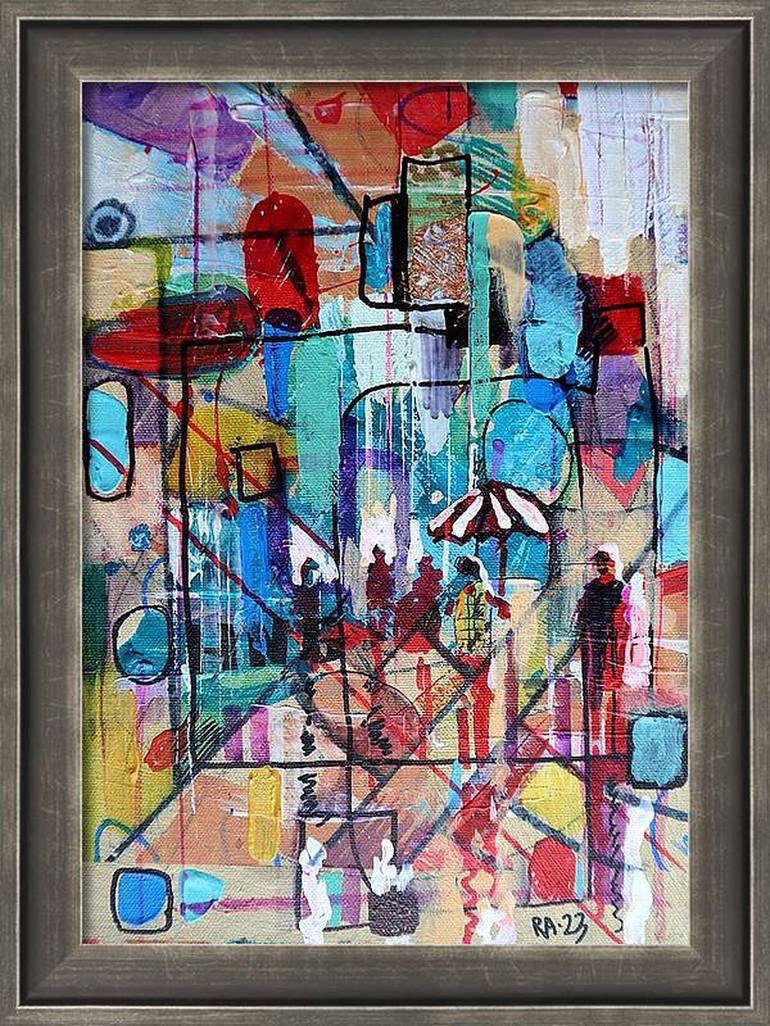 Original Abstract Expressionism Cities Painting by Rakhmet Redzhepov