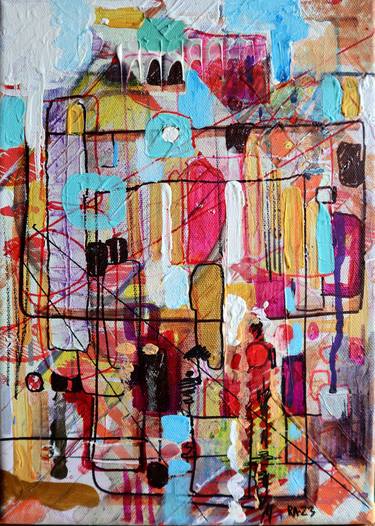 Original Abstract Expressionism Cities Paintings by Rakhmet Redzhepov