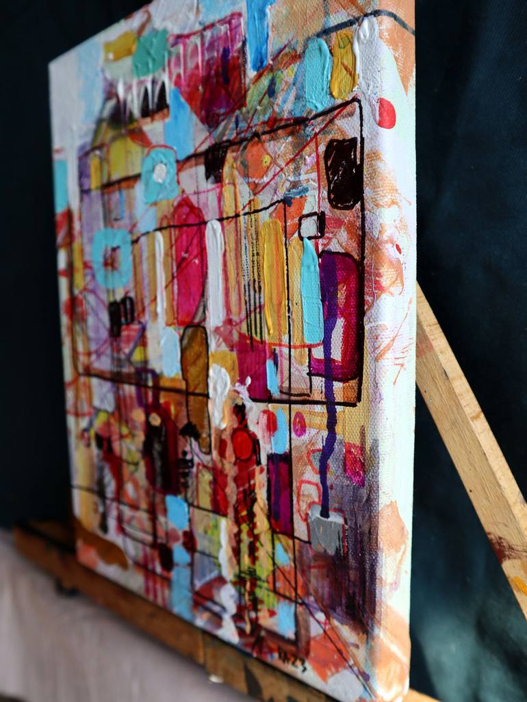 Original Abstract Expressionism Cities Painting by Rakhmet Redzhepov