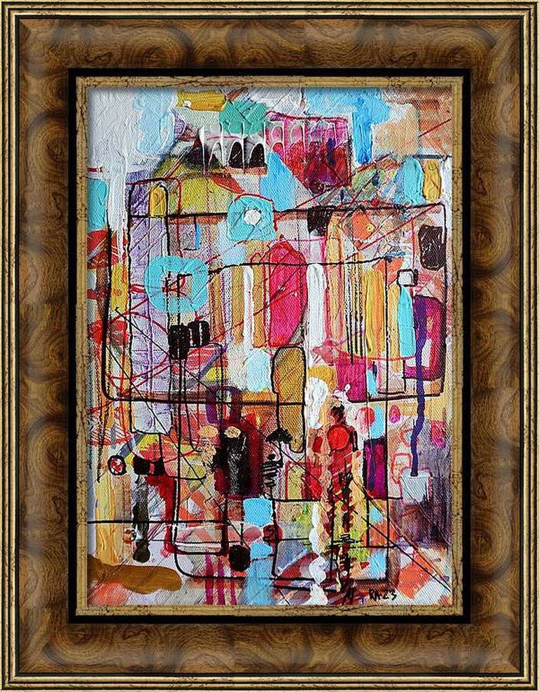 Original Abstract Expressionism Cities Painting by Rakhmet Redzhepov