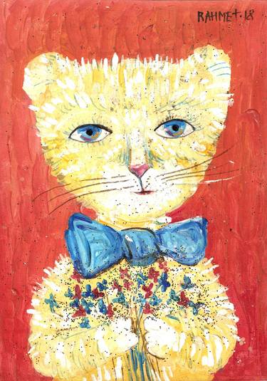 Original Impressionism Cats Paintings by Rakhmet Redzhepov