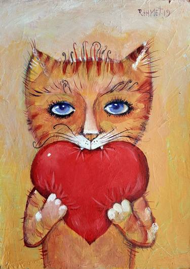 Original Cats Paintings by Rakhmet Redzhepov