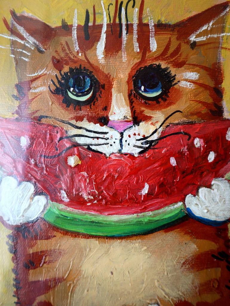 Original Cats Painting by Rakhmet Redzhepov