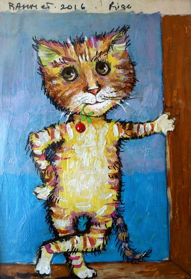 Original Expressionism Cats Paintings by Rakhmet Redzhepov