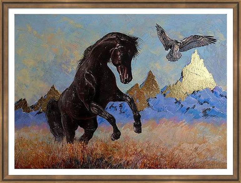 Original Expressionism Horse Painting by Rakhmet Redzhepov