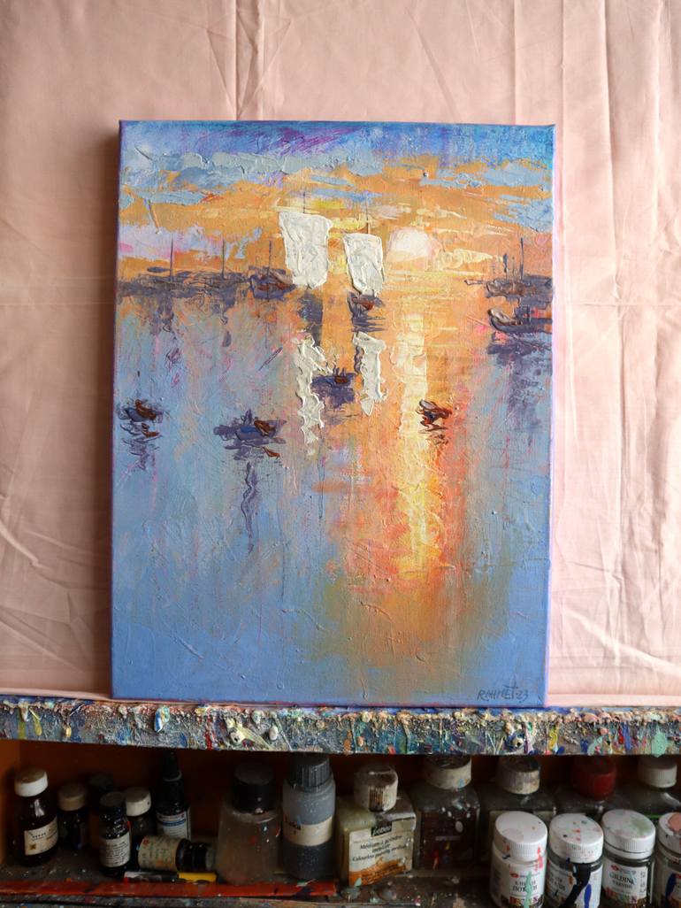 Original Impressionism Seascape Painting by Rakhmet Redzhepov
