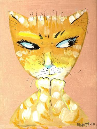 Print of Cats Paintings by Rakhmet Redzhepov