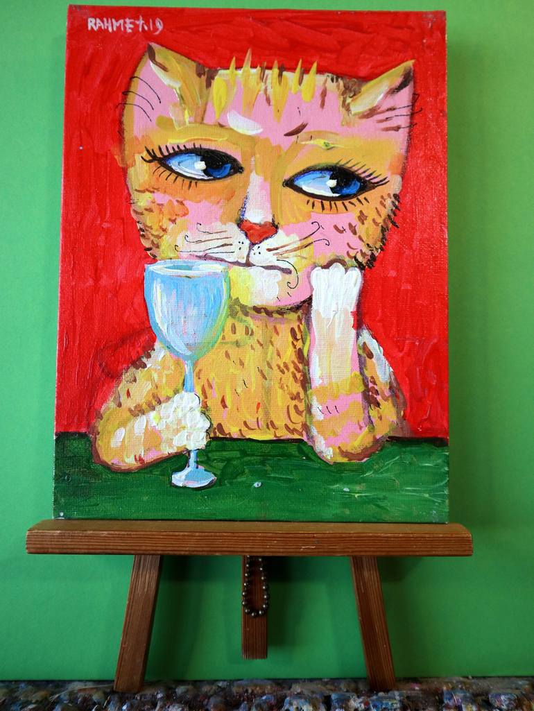 Original Cats Painting by Rakhmet Redzhepov