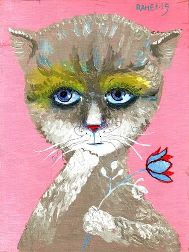 Original Impressionism Cats Paintings by Rakhmet Redzhepov