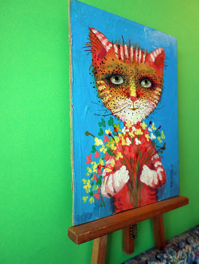 Original Cats Painting by Rakhmet Redzhepov