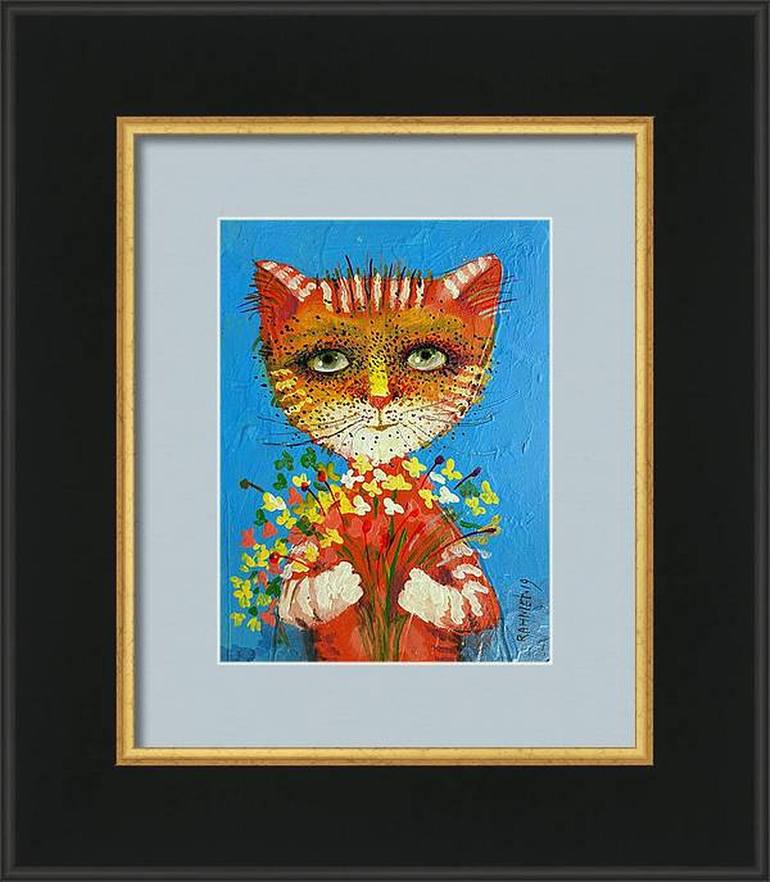 Original Cats Painting by Rakhmet Redzhepov