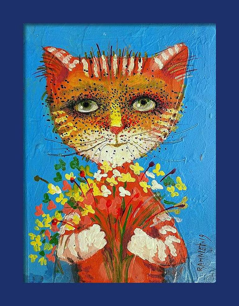 Original Cats Painting by Rakhmet Redzhepov