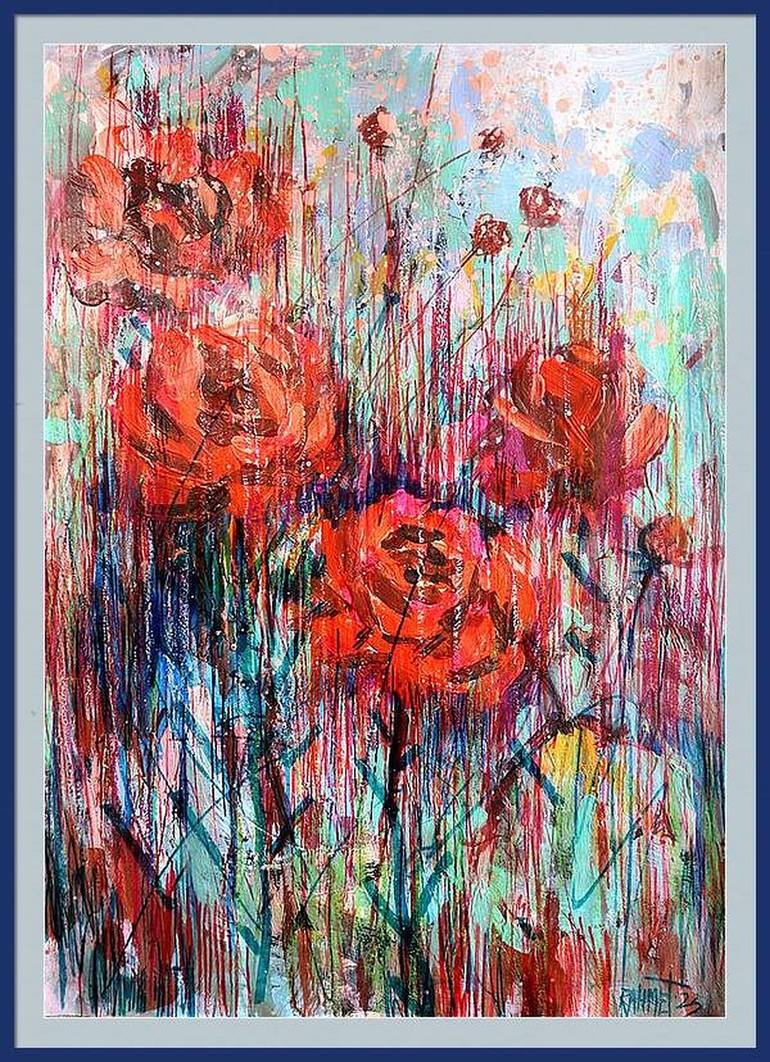 Original Abstract Expressionism Floral Painting by Rakhmet Redzhepov