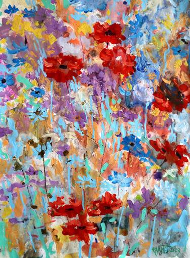 Original Abstract Expressionism Floral Paintings by Rakhmet Redzhepov