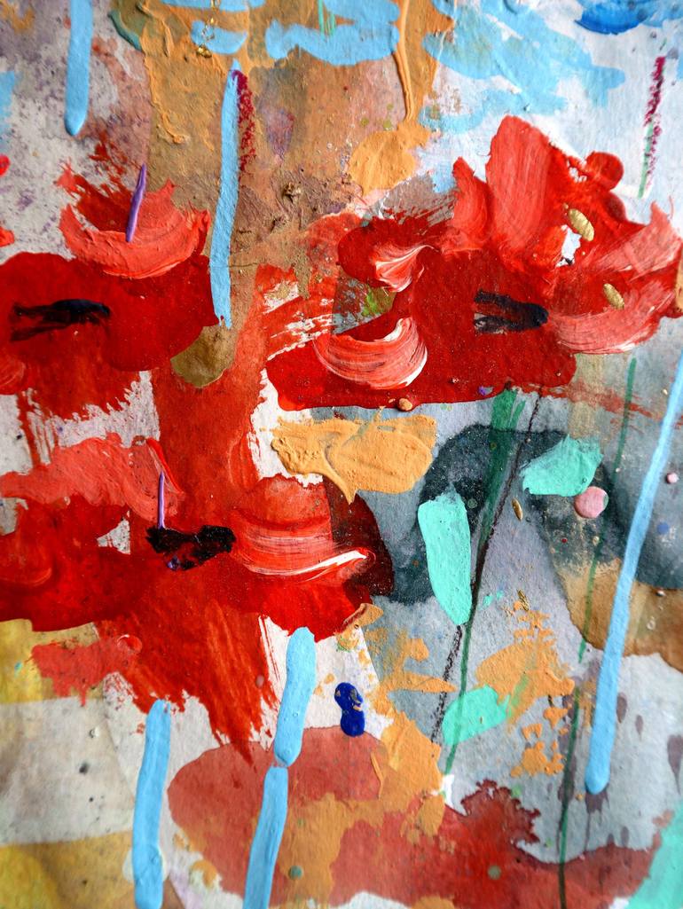 Original Abstract Expressionism Floral Painting by Rakhmet Redzhepov