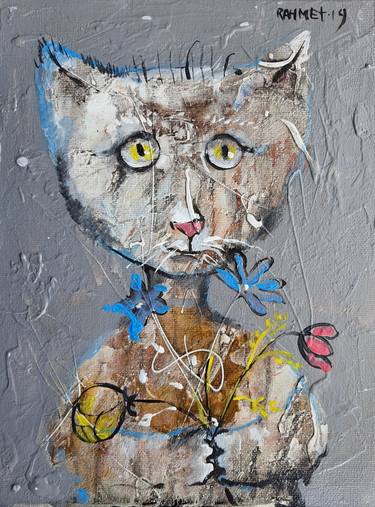 Original Expressionism Cats Paintings by Rakhmet Redzhepov