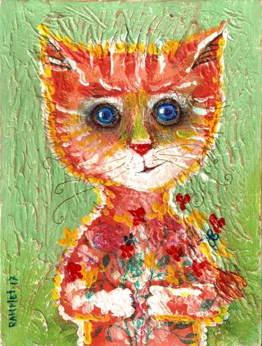 Original Abstract Expressionism Cats Paintings by Rakhmet Redzhepov