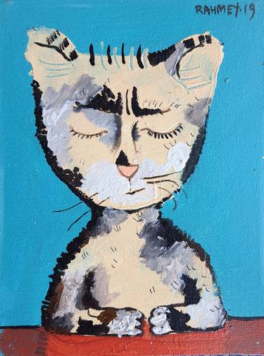 Original Expressionism Cats Paintings by Rakhmet Redzhepov