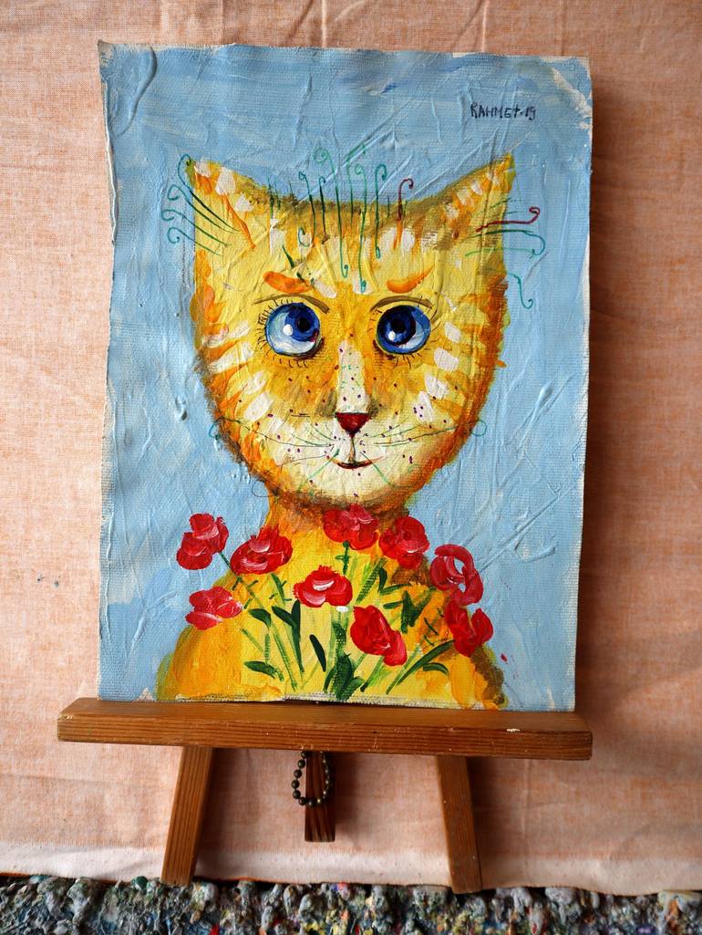 Original Cats Painting by Rakhmet Redzhepov