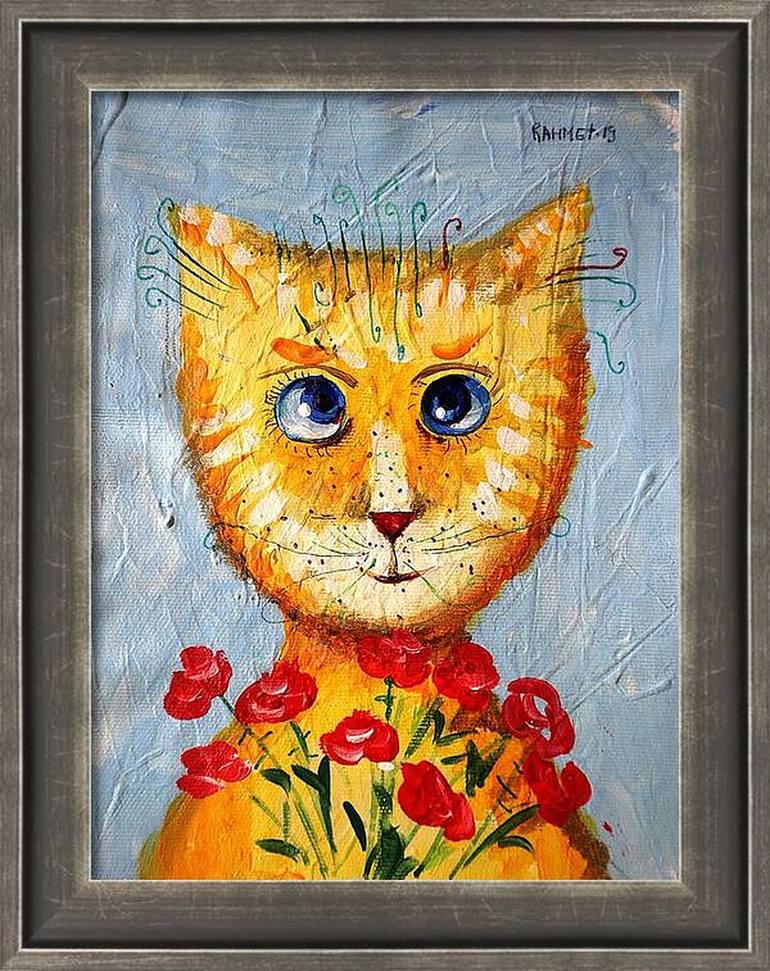 Original Cats Painting by Rakhmet Redzhepov