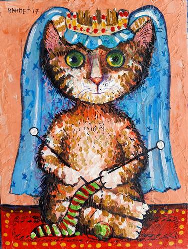 Original Cats Paintings by Rakhmet Redzhepov