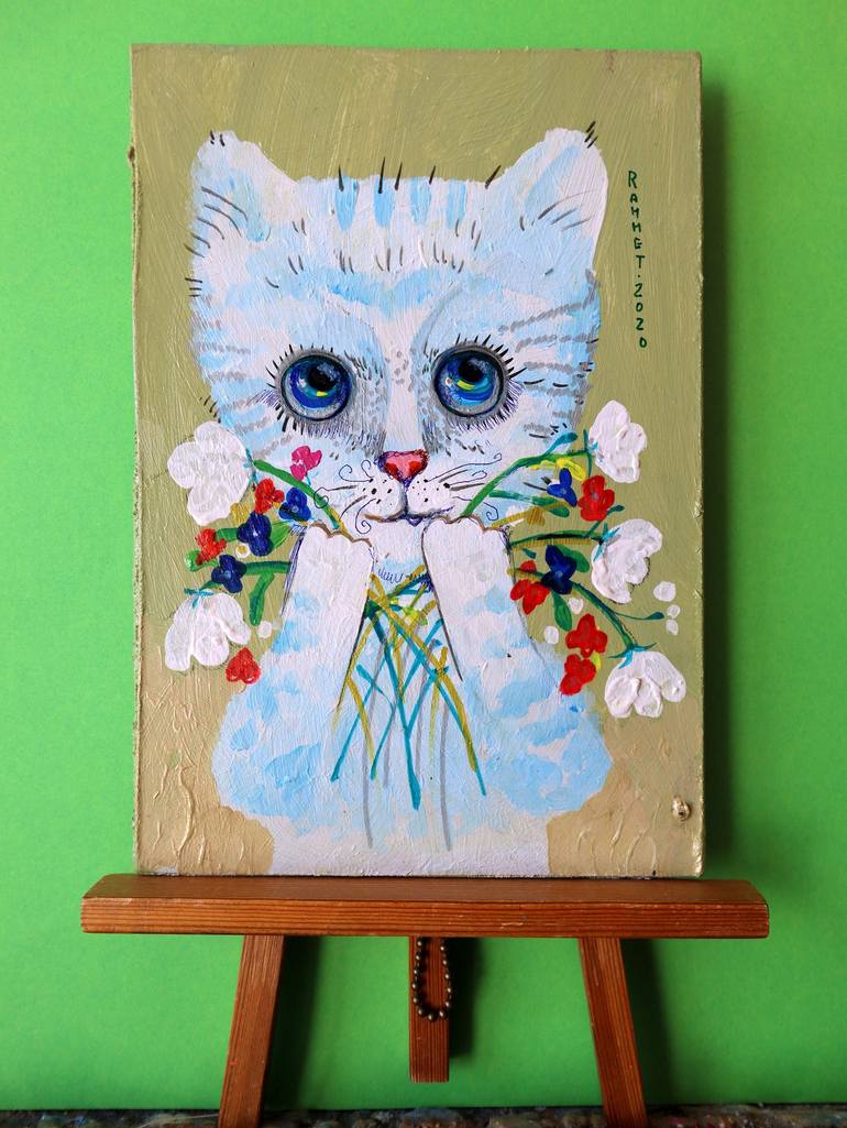 Original Cats Painting by Rakhmet Redzhepov