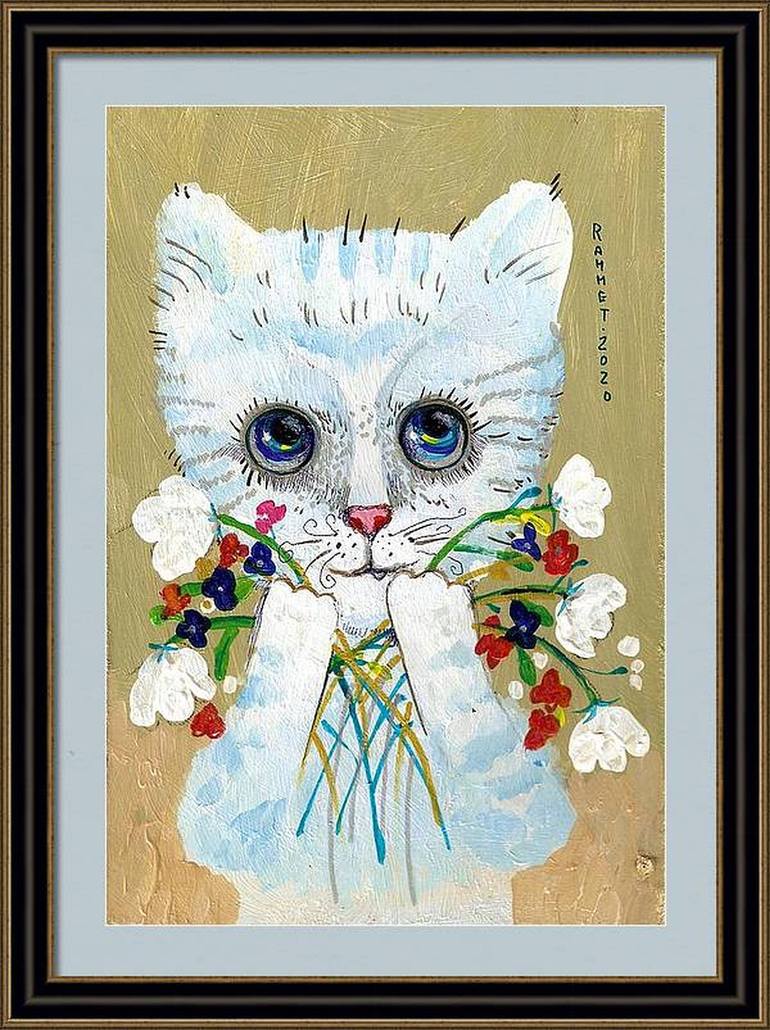 Original Cats Painting by Rakhmet Redzhepov