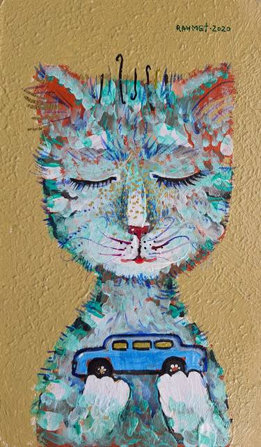 Original Expressionism Cats Paintings by Rakhmet Redzhepov