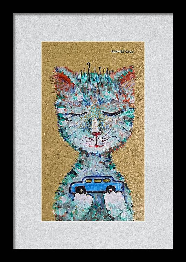 Original Expressionism Cats Painting by Rakhmet Redzhepov