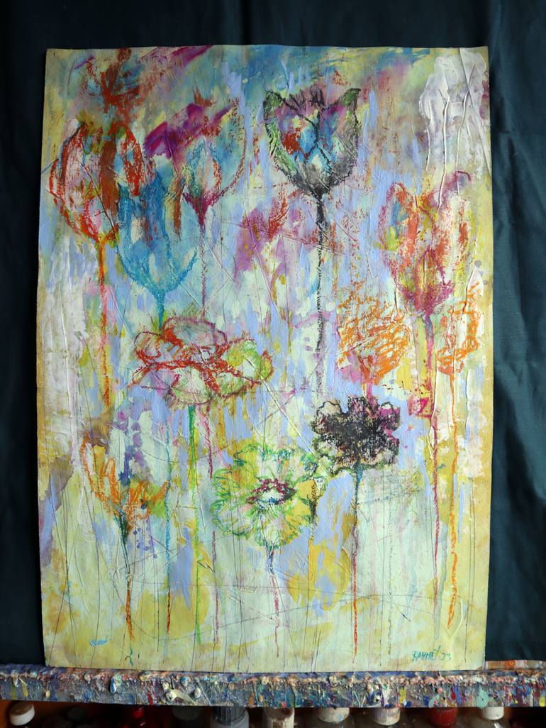 Original Abstract Expressionism Floral Painting by Rakhmet Redzhepov