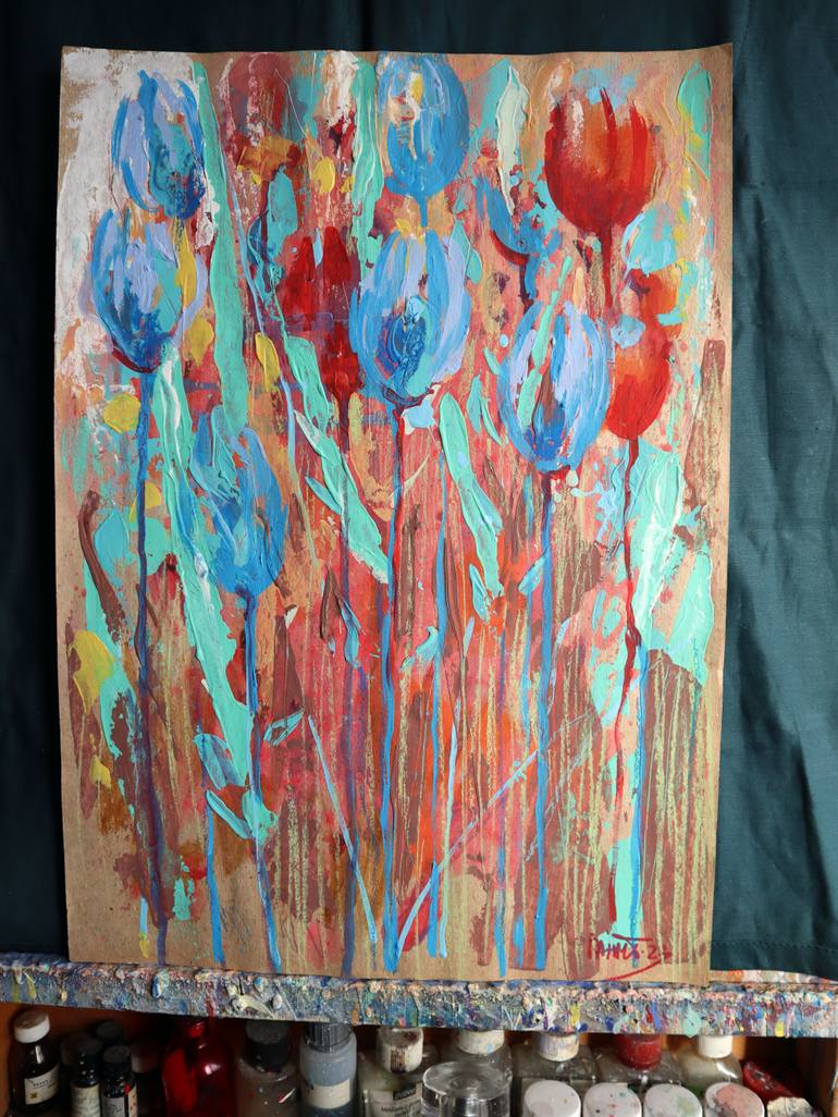 Original Expressionism Floral Painting by Rakhmet Redzhepov
