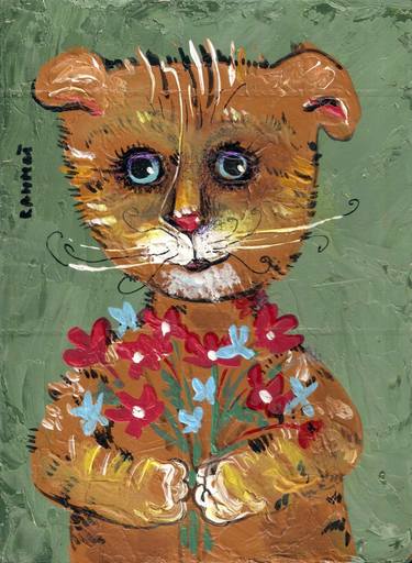 Original Cats Paintings by Rakhmet Redzhepov