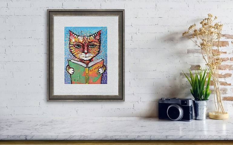 Original Expressionism Cats Painting by Rakhmet Redzhepov