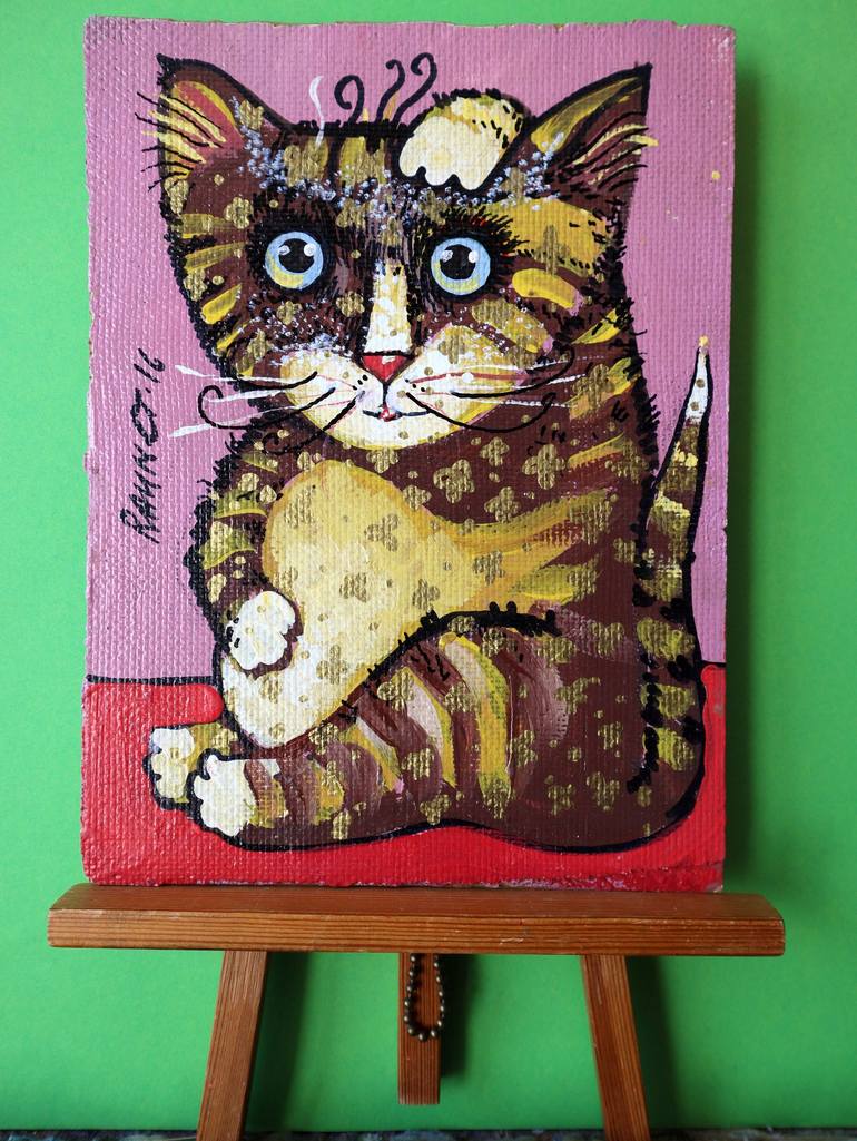 Original Cats Painting by Rakhmet Redzhepov