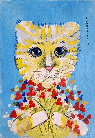 Print of Cats Paintings by Rakhmet Redzhepov
