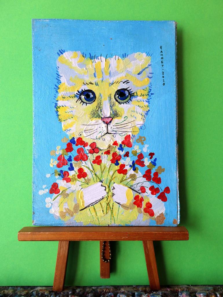 Original Cats Painting by Rakhmet Redzhepov