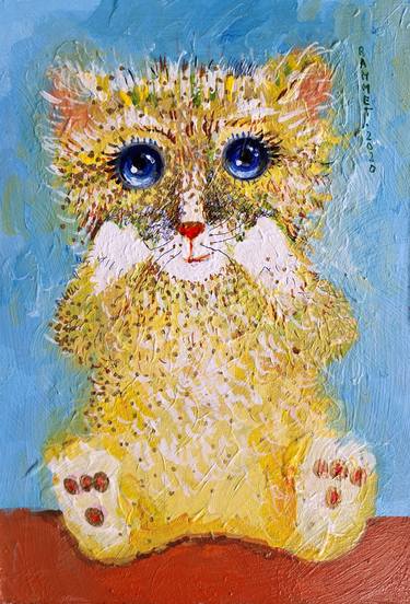 Original Expressionism Cats Paintings by Rakhmet Redzhepov