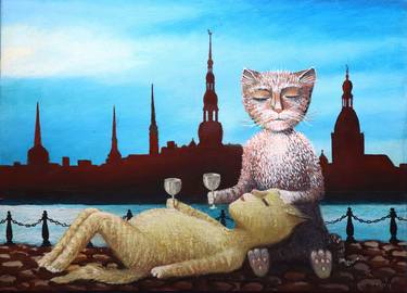 Original Cats Paintings by Rakhmet Redzhepov