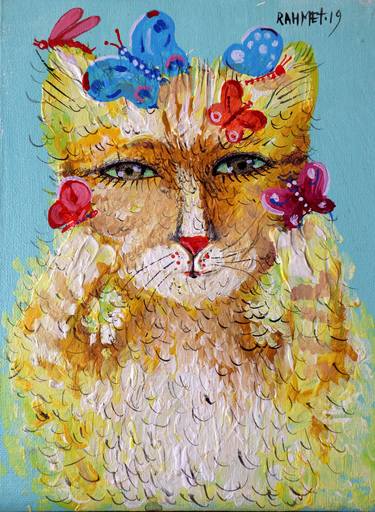 Original Cats Paintings by Rakhmet Redzhepov