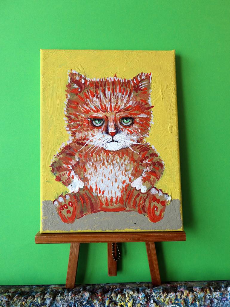 Original Cats Painting by Rakhmet Redzhepov