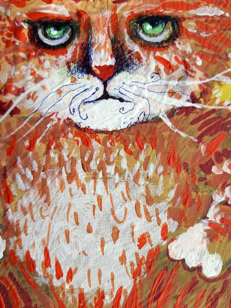 Original Impressionism Cats Painting by Rakhmet Redzhepov